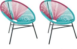  Beliani Zestaw 2 krzeseł rattanowy różowo-niebieski ACAPULCO