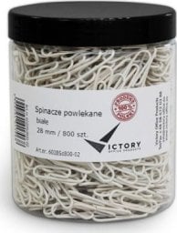 Victory Office Product SPINACZE BIUROWE VICTORY OFFICE 28MM 800 SZT. OKRĄGŁE POWLEKANE BIAŁE SŁOIK DUŻY