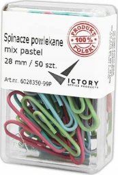 Victory Office Product SPINACZE BIUROWE VICTORY OFFICE 28MM 50 SZT. OKRĄGŁE PASTELOWE MIX KOLORÓW POJEMNIK PLASTIKOWY