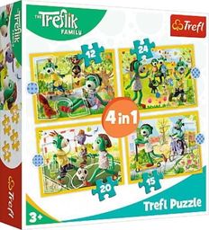  Trefl Puzzle 4w1 Wspólne zabawy Treflików. Rodzina Treflików 34358