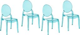  Beliani Zestaw 4 krzeseł do jadalni przezroczysty niebieski MERTON