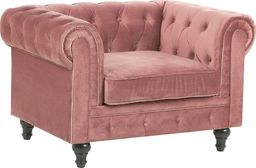  Beliani Fotel welurowy różowy CHESTERFIELD