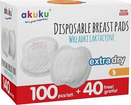 Akuku AKUKU Białe Wkładki Laktacyjne Extra Dry Mega Paka