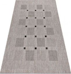  Dywany Łuszczów DYWAN SZNURKOWY SIZAL FLOORLUX 20079 kwadraty srebrny / czarny, 240x330 cm