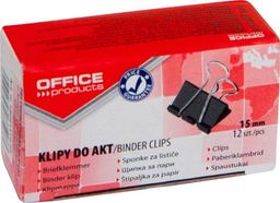  Office Products Klipy do dokumentów, 15mm, 12 szt., czarne