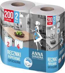 Anna Zaradna Ręczniki papierowe ANNA ZARADNA, 100 listków, 2 rolki, biały z niebieskim tłoczeniem