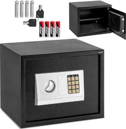 Stamony Sejf domowy elektroniczny skrytka na szyfr i klucz 38x30x30 cm