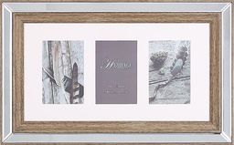 Ramka Beliani Multiramka na 3 zdjęcia lustrzana ciemne drewno SINTA
