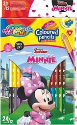 Patio Kredki ołówkowe trójkątne dwukolorowe 12 sztuk 24 kolory + temperówka Colorino Kids Minnie