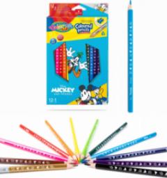  Patio Kredki ołówkowe trójkątne 12 sztuk 13 kolorów + temperówka Colorino Kids Mickey