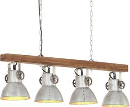 Lampa wisząca vidaXL Industrialna lampa sufitowa, srebrna, E27, drewno mango