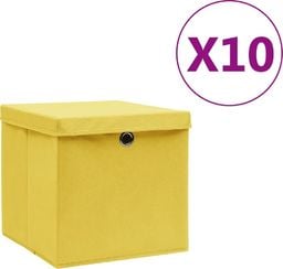  vidaXL Pudełka z pokrywami, 10 szt., 28x28x28 cm, żółte