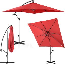 Uniprodo Parasol ogrodowy na wysięgniku kwadratowy 250 x 250 cm czerwony