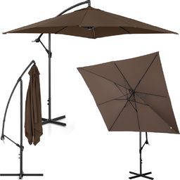 Uniprodo Parasol ogrodowy na wysięgniku kwadratowy 250 x 250 cm brązowy