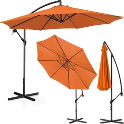Uniprodo Parasol ogrodowy na wysięgniku okrągły śr. 300 cm pomarańczowy