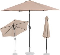 Uniprodo Parasol ogrodowy okrągły uchylny z korbką śr. 270 cm kremowy