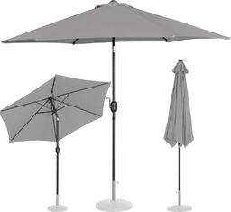 Uniprodo Parasol ogrodowy okrągły uchylny z korbką śr. 270 cm ciemnoszary