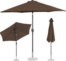 Uniprodo Parasol ogrodowy okrągły uchylny z korbką śr. 270 cm brązowy