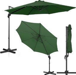 Uniprodo Parasol ogrodowy na wysięgniku okrągły śr. 300 cm zielony