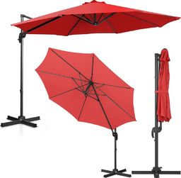 Uniprodo Parasol ogrodowy boczny na wysięgniku okrągły śr. 300 cm czerwony