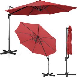 Uniprodo Parasol ogrodowy boczny na wysięgniku okrągły śr. 300 cm bordowy
