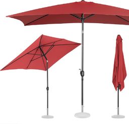  Uniprodo Parasol ogrodowy prostokątny uchylny z korbką 200 x 300 cm bordowy