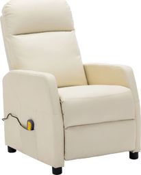  vidaXL VidaXL Rozkładany fotel masujący, kremowy, sztuczna skóra