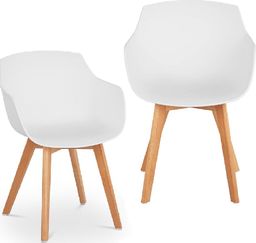  Fromm & Starck Krzesło kubełkowe skandynawskie plastikowe z drewnianymi nogami do 150 kg 2 szt. białe