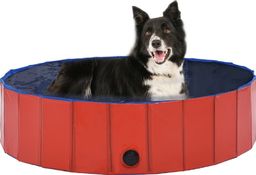  vidaXL Składany basen dla psa, czerwony, 120 x 30 cm, PVC