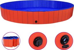  vidaXL Składany basen dla psa, czerwony, 300x40 cm, PVC