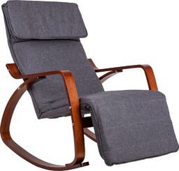  ModernHome Fotel bujany regulowany podnóżek drewniane ramiona