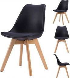  ModernHome Krzesło zestaw krzeseł do salonu jadalni z poduszką Czarne ModernHome