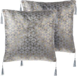  Beliani Zestaw 2 poduszek dekoracyjnych geometryczny wzór 45 x 45 cm srebrny CAMELLIA