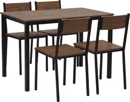  Beliani Zestaw do jadalni stół i 4 krzesła ciemne drewno z czarnym HAMRY