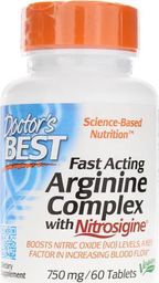  DOCTORS BEST Doctor's Best - Fast Acting Arginine Complex with Nitrosigine, 750 mg, 60 tabletek