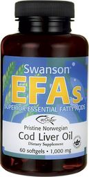  Swanson Swanson - Olej z Wątroby Dorsza Norweskiego, 1000mg, 60 kapsułek miękkich