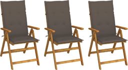  vidaXL VidaXL Składane krzesła ogrodowe z poduszkami 3 szt., drewno akacjowe