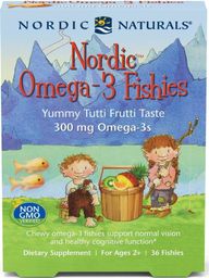  Nordic naturals Nordic Naturals - Nordic Omega-3 Fishies, 300mg, Smak Tutti Frutti, 36 żelek