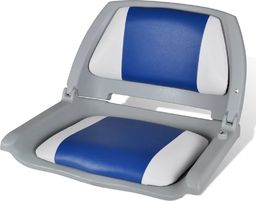  vidaXL Składany fotel na łódź, biało-niebieski z poduszką, 41x51x48 cm