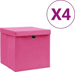  vidaXL Pudełka z pokrywami, 4 szt., 28x28x28 cm, różowe
