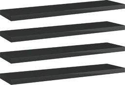 vidaXL Półki na książki, 4 szt., wysoki połysk, czarne, 40x10x1,5 cm
