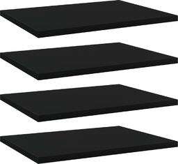  vidaXL Półki na książki, 4 szt., czarne, 40x30x1,5 cm, płyta wiórowa
