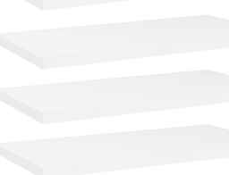  vidaXL Półki na książki, 4 szt., białe, 40x20x1,5 cm, płyta wiórowa