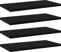  vidaXL Półki na książki, 4 szt., czarne, 40x20x1,5 cm, płyta wiórowa