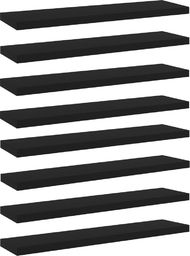 vidaXL Półki na książki, 8 szt., czarne, 40x10x1,5 cm, płyta wiórowa