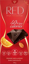 CHOCOLETTE CONFECTIONARY Czekolada ciemna z migdałami i pomarańczą Bez Cukru 100 g - RED Chocolette