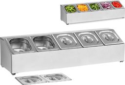 Royal Catering Ekspozytor stojak na pojemniki gastronomiczne 5 x GN1/6 + 5 x Pojemniki Ekspozytor stojak na pojemniki gastronomiczne 5 x GN1/6 + 5 x Pojemniki