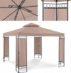  Uniprodo Pawilon ogrodowy namiot altana zadaszenie składane 3 x 3 x 2.6 m beżowe Pawilon ogrodowy namiot altana zadaszenie składane 3 x 3 x 2,6 m beżowe