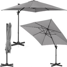 Uniprodo Parasol ogrodowy boczny na wysięgniku kwadratowy 250 x 250 cm ciemnoszary Parasol ogrodowy boczny na wysięgniku kwadratowy 250 x 250 cm ciemnoszary