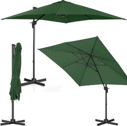 Uniprodo Parasol ogrodowy boczny na wysięgniku kwadratowy 250 x 250 cm zielony Parasol ogrodowy boczny na wysięgniku kwadratowy 250 x 250 cm zielony